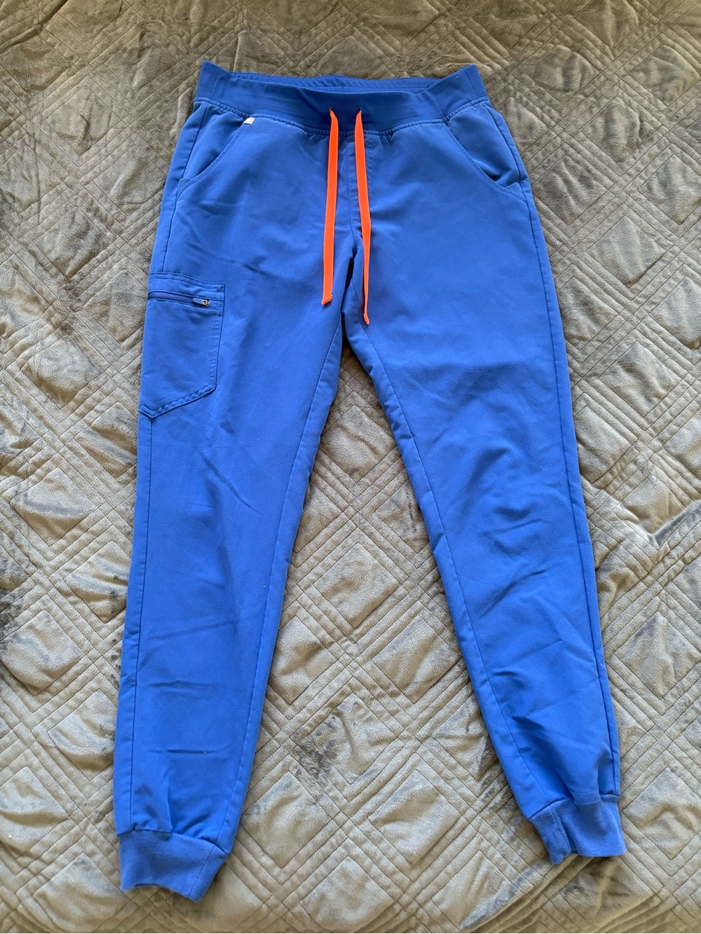 Figs Royal Blue Track Joggers with Orange Drawstring
